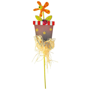 Flowerpot with orange pinwheel recess 9 cm + skewers