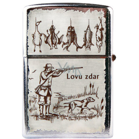 Bohemia Gifts Retro metal gasoline lighter with print Lovu zdar beige 5.5 x 3.5 x 1.2 cm