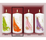 Lima Wedding Candle White with Orange Design Cylinder 60 x 120 mm 1 piece