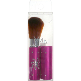 Cosmetic brush with synthetic bristles for powder with cap pink 8,5 cm 30350