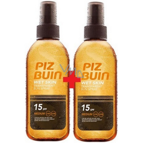 Piz Buin Wet Skin SPF15 transparent sun spray 150 ml + SPF15 transparent sun spray 150 ml, duopack