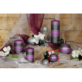 Lima Elegance Gray candle purple ball diameter 60 mm 1 piece