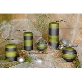 Lima Elegance Gray candle green ball 60 mm 1 piece