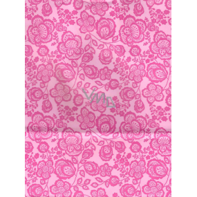 Nekupto Gift kraft bag 24 x 18 x 8 cm Pink with flowers