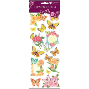 Stickers butterflies and flowers with glitter yellow 34.5 x 12.5 cm