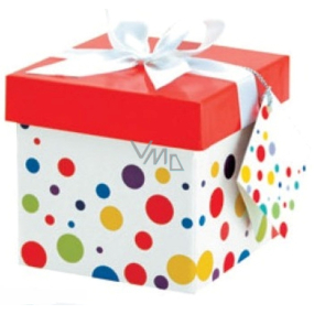 Angel Folding gift box with ribbon Polka dots 10x10x10 cm