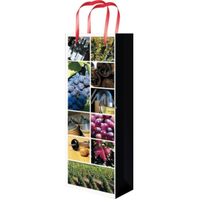 Angel Gift paper bag for a bottle 36 x 12 x 9 cm with pictures of viticulture