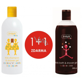 Ziaja Kids 2in1 Biscuit-vanilla ice cream shampoo and shower gel 400 ml + Bubble Cola shower gel for children 500 ml, duopack