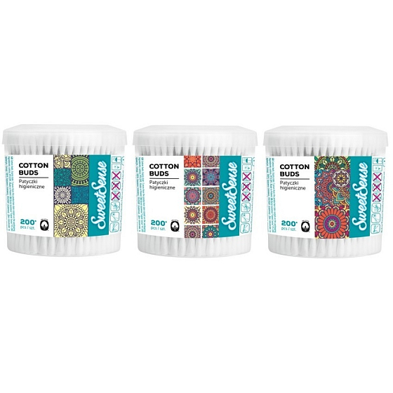 Sweet Sense cotton swabs round box of 200 pieces