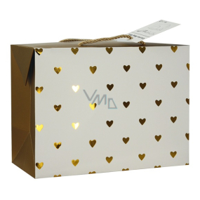 Anděl Gift paper bag box 23 x 16 x 11 cm lockable, with golden hearts
