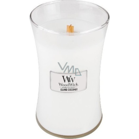 WoodWick Island Coconut - Coconut Island scented candle with wooden wick and glass lid large 609 g