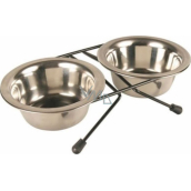 Trixie Stainless Steel Bowl in Stand, Diameter 11 cm, 2 x 0.20 l