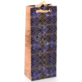 Nekupto Gift paper bag for a luxury bottle 12.5 x 32.5 x 8 cm Gold patterns 2037 LILH