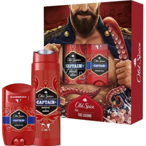 Old Spice Captain 2in1 shower gel and shampoo 250 ml + deodorant stick 50 ml, cosmetic set for men