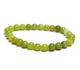Jade Olive bracelet elastic natural stone, ball 6 mm / 16 - 17 cm