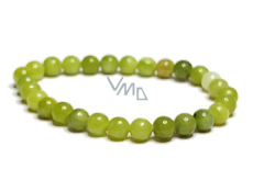 Jade Olive bracelet elastic natural stone, ball 6 mm / 16 - 17 cm