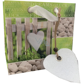 EP Line Paper gift bag 14,5 x 14,5 x 6 cm Green with white heart
