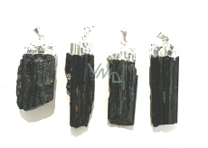 Tourmaline / Scoryl in metal pendant natural stone approx. 3 - 4,5 cm, guardian of good mood