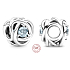 Charm Sterling silver 925 Infinity circle of eternity March water blue, bead for bracelet