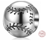 Charm Sterling silver 925 I Love Baseball Texas Rangers ball, bead on bracelet sport