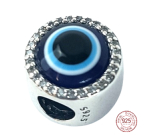 Charm Sterling silver 925 Greek blue eye, protective amulet, bead on bracelet symbol