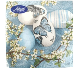 Nekupto Paper napkins 3 layers 33 x 33 cm 20 pieces Easter - blue and white eggs with butterflies