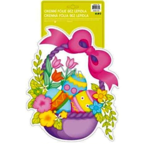 Window foil without glue Easter hologram shaped basket with eggs 40 x 27 cm 1 piece