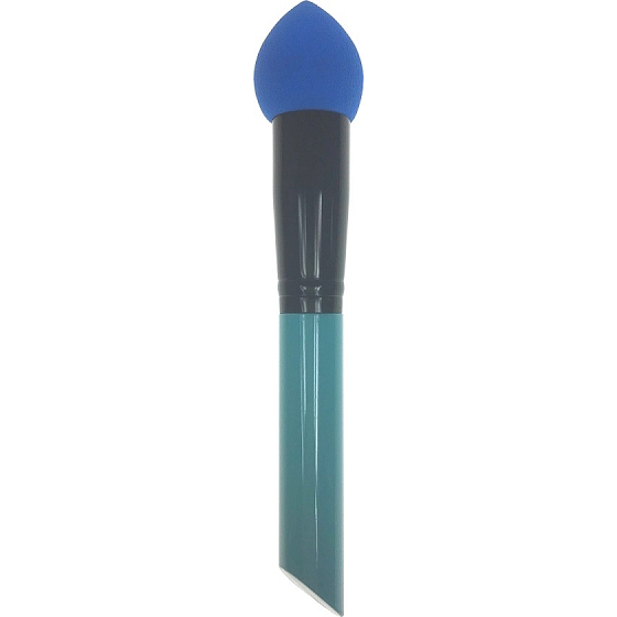 Cosmetic brush with foam sponge turquoise-black handle 16 cm 30390