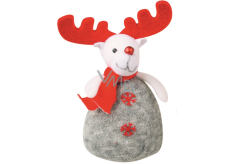 Gray reindeer knitted to stand 17 cm