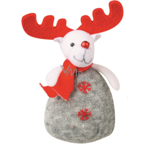 Gray knitted reindeer standing 17 cm
