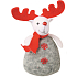 Gray knitted reindeer standing 17 cm