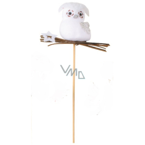 Owl with wicker white star recess 6 cm + skewers