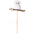 Owl with wicker white star recess 6 cm + skewers