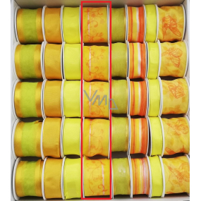 Ditipo Fabric ribbon with wire yellow with flowers 2 mx 40 mm