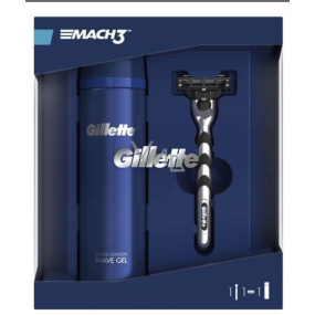 Gillette Mach3 shaver + spare head 1 piece + shaving gel 200 ml cosmetic set for men
