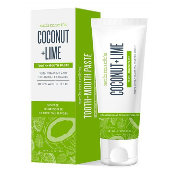 Schmidt's Coconut + Lime Natural All-Purpose Whitening Toothpaste BIO, Gum Protection, Enamel, Cavity Prevention 100 ml