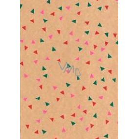 Ditipo Gift wrapping paper 70 x 200 cm Christmas KRAFT green, pink and red triangles