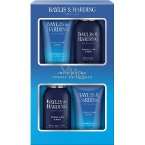 Baylis & Harding Men Citrus Lime and Mint face wash 100 ml + body and hair wash 100 ml + after shave balm 50 ml + shower gel 50 ml, cosmetic set for men