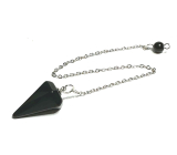 Obsidian pendulum natural stone 2,5 cm + 18 cm chain with bead, rescue stone