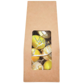 Plastic eggs yellow for hanging 6 cm 6 pieces in paper bag