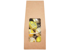 Plastic eggs yellow for hanging 6 cm 6 pieces in paper bag