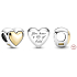 Sterling silver 925 Heart domed gold, love bead on bracelet