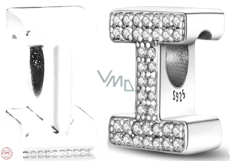 Sterling silver 925 Alphabet letter I, bead for bracelet