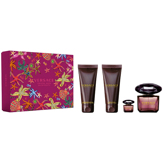 Versace Crystal Noir eau de toilette 90 ml + body lotion 100 ml + shower gel 100 ml + eau de toilette 5 ml miniature, gift set for women