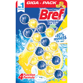 Bref Power Aktiv WC Block Lemon, Solid WC Block, 4 × 50 g