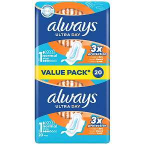 Always Ultra Day Normal duo sanitary pads with wings 20 pieces