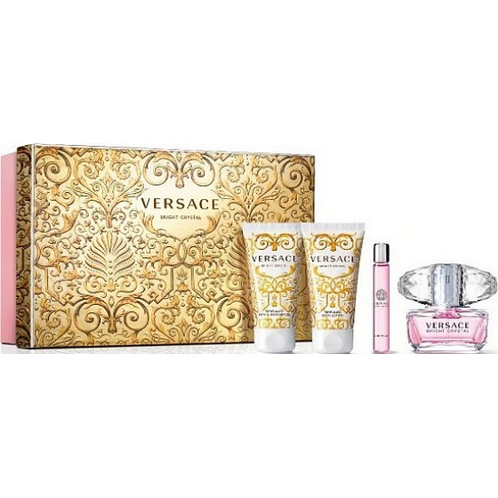 Versace Bright Crystal eau de toilette 50 ml + body lotion 50 ml + shower gel 50 ml + roller ball 10 ml, gift set for women