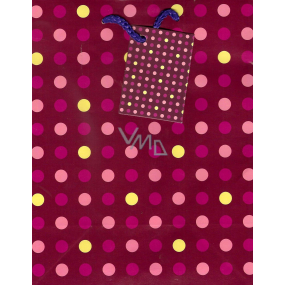 Nekupto Gift paper bag 23 x 18 x 10 cm Polka dots purple 1 piece 620 30 KAM