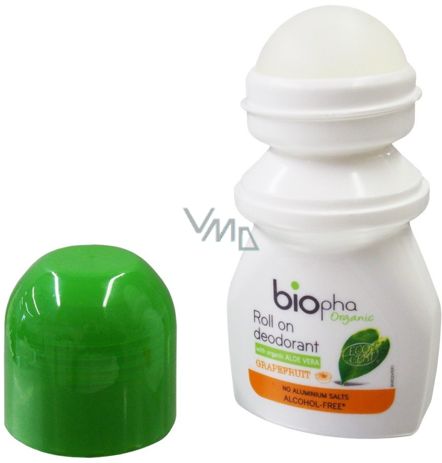 BioPha Grapefruit ball deodorant without alcohol, salt, aluminum for