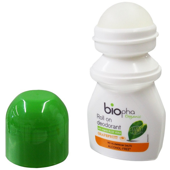 BioPha Grapefruit ball deodorant without alcohol, salt, aluminum for sensitive skin in organic quality roll-on for women 50 ml